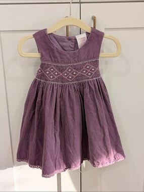 Girls Purple Smocked Corduroy Dress - Brand Unspecified